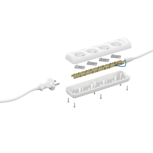 Удлинитель электрический ЭРА  U-4-5m-2x1 без заземления 4 розетки 5м ПВС 2x1мм2 10А