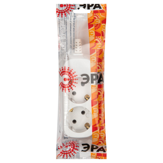 Колодка ЭРА KX-2e 2 розетки с зазeмлением белая