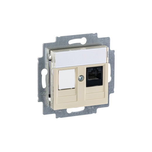 Розетка информационная ABB Levit RJ45 категория 5e и заглушка слоновая кость