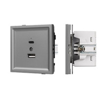 Arlight Механизм USB розетки SCT-TENDO-MUAC-PL-GR (5V, 3A, QC3) (-)