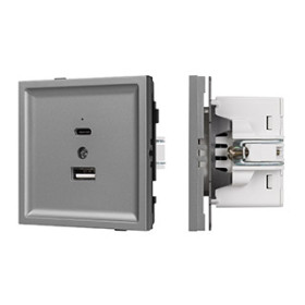 Arlight Механизм USB розетки SCT-TENDO-MUAC-PL-GR (5V, 3A, QC3) (-)