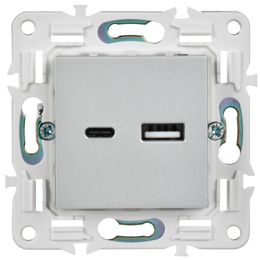 SKANDY Роз. USB A+C 3,1А SK-R14S сереб. IEK