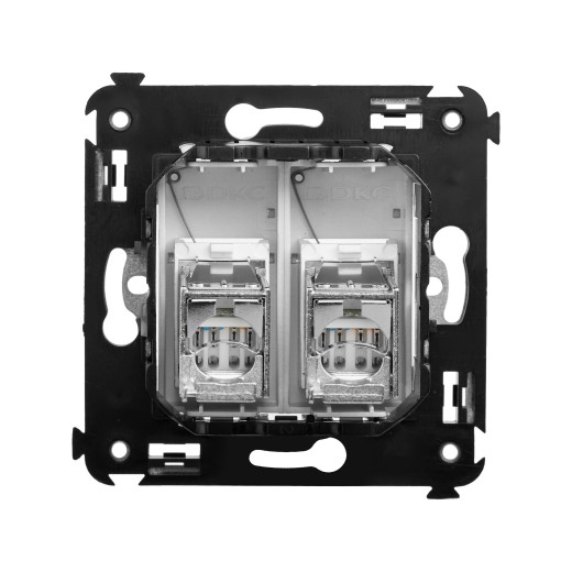 Компьютерная розетка RJ-45 в стену, кат.6 двойная экранированная, Avanti, закаленная сталь