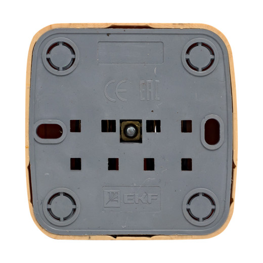 Розетка 1-местная ОП Минск 16А с заземлением светлое дерево EKF