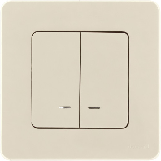 Выключатель двухклавишный с подсветкой/индикацией - Legrand/Daccord Inspiria - 10АХ 250В безвинтовые зажимы - слоновая кость