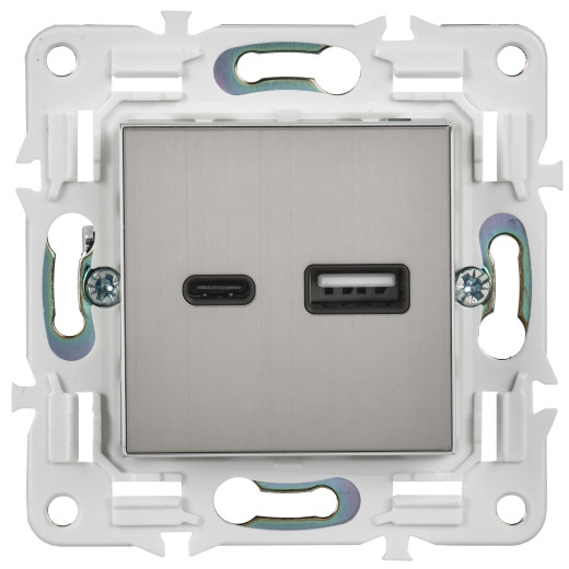 SKANDY Роз. USB A+C 18Вт SK-R13N никель IEK