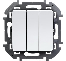 Legrand/Daccord INSPIRIA Белый Выключатель трехклавишный 10 AX - 250 В.