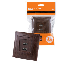 TDM Розетка 2USB порт 2,1А 5В венге 