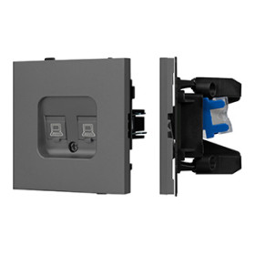 Arlight Механизм компьютерной розетки двойной SCT-TENDO-MPC2-SFPL-GR (RJ-45, CAT6) (-)