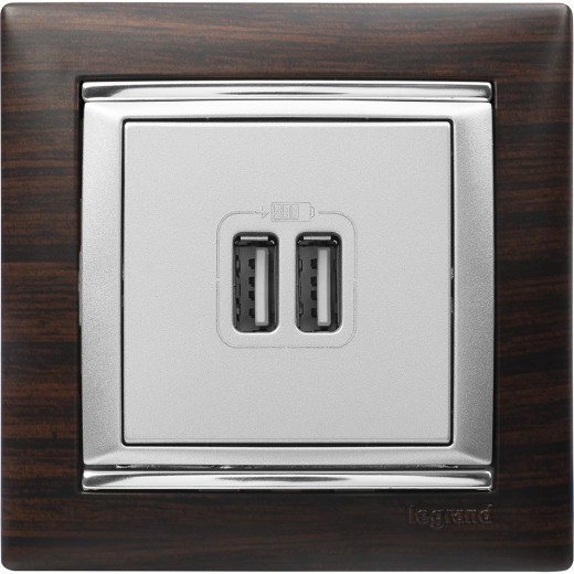 Рамка 1 пост - Legrand Valena - темное дерево/серебряный штрих