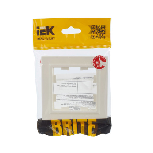 BRITE Рамка 1-мест. РУ-1-БрЖ жемч. IEK