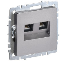 IEK BRITE BASE Сталь Розетка двойная RJ11+RJ45 кат.5E РК/Т12-БрС