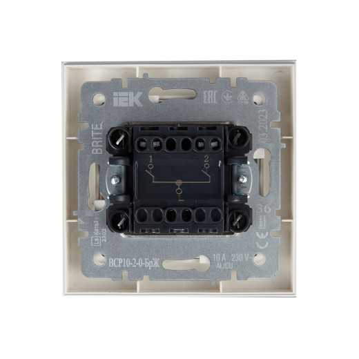 BRITE Выключ. 2-кл. 10А в сб. ВСР10-2-0-БрЖ жемч. IEK