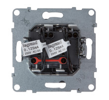 Legrand/Daccord SUNO Алюминий Выключатель двухклавишный 10АХ 250В с подсветкой/индикацией. Безвинтовые зажимы.