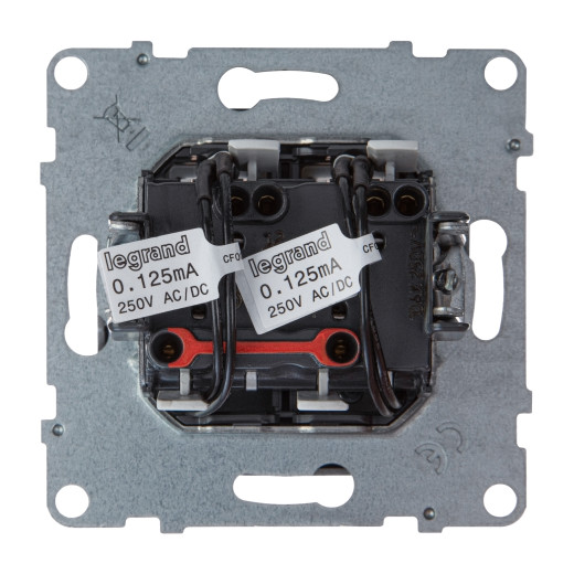 SUNO. Выключатель двухклавишный 10АХ 250В с подсветкой/индикацией. Безвинтовые зажимы. Цвет 