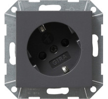 Gira S-55 Антрацит Розетка с/з с поворотом на 30 градусов,с затвором (shutter) и символом