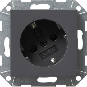 Gira S-55 Антрацит Розетка с/з с поворотом на 30 градусов,с затвором (shutter) и символом