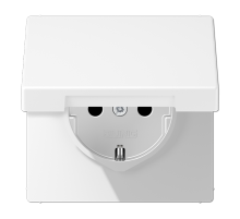 JUNG LS 990 Белый матовый Розетка с защитой от детей, с крышкой, SCHUKO