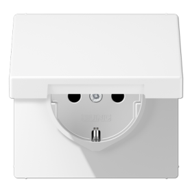 JUNG LS 990 Белый матовый Розетка с защитой от детей, с крышкой, SCHUKO
