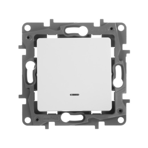 Переключатель одноклавишный с подсветкой/индикацией - Legrand Etika - 10А 250В безвинтовые зажимы - белый