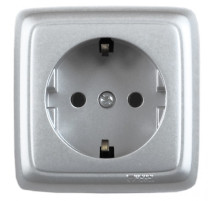Hegel Альфа наруж Серебро РА16-114-06 Розетка с/з, с изол. пластиной