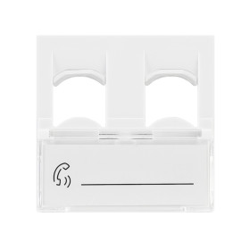 Вставка Mosaic 45x45, на 2 порта с прозрачной шторкой и увеличенным окном маркировки, белая.