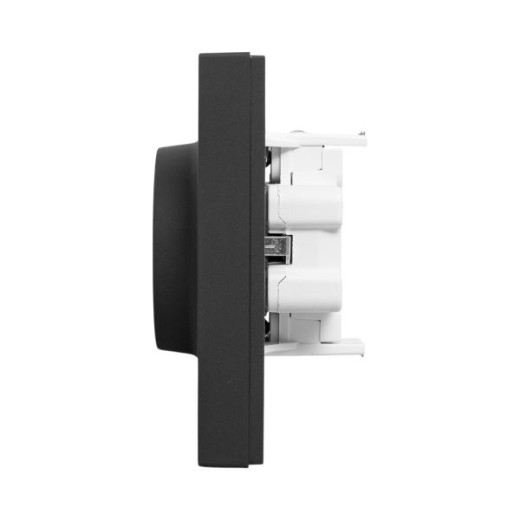 Механизм розетки двойной, 16А, с заземлением, со шторками, с рамкой, чёрный Эпика EKF