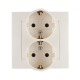 Simon 15 Бежевый Розетка 2-я с/з литая (в сборе с рамкой)