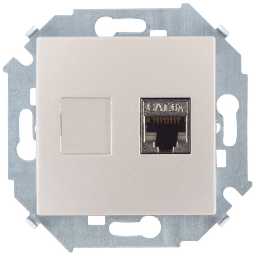 Розетка компьютерная RJ45 кат.6A (АМР, FTP), шампань