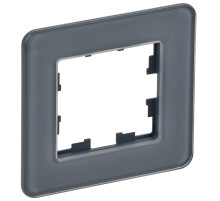 IEK BRITE DECOR Графит матовый стекло скругл.угол Рамка 1-м РУ-1-2-Бр RE