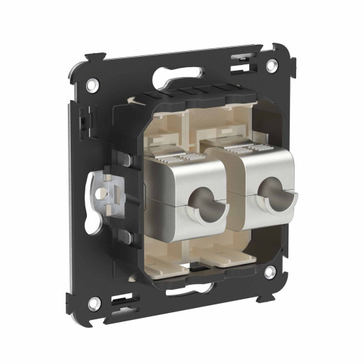 Компьютерная розетка RJ-45 без шторки в стену, кат.6 двойная экранированная, Avanti, ванильная дымка