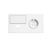 Simon 100 Белый матовый Кит 2 поста, фронт. Накладка на 1 розетку Schuko (справа) + 1 з/у USB SC + 1 клавиша выключателя