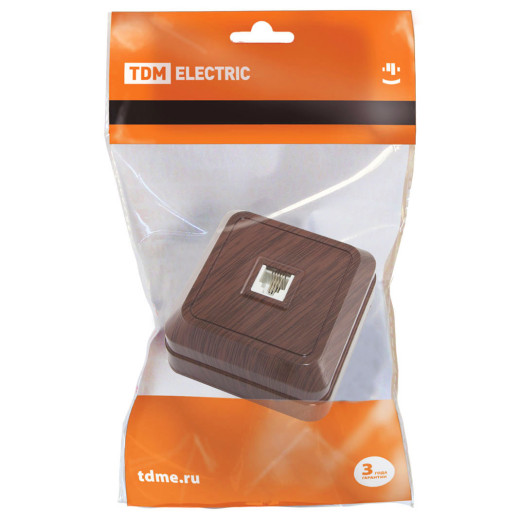 Розетка TФ (RJ-11) открытой установки IP20, бук 