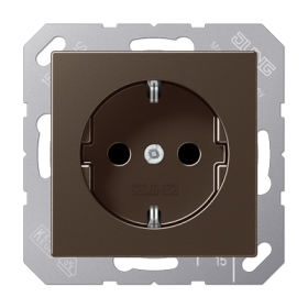 JUNG A 500 Мокка Розетка с/з, с защитными шторками