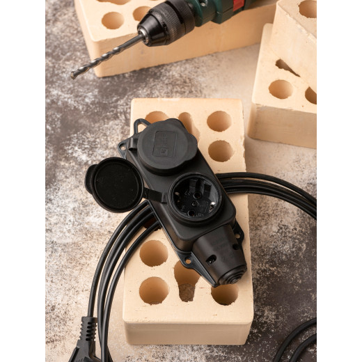 Роз. (колодка) двухмест. с защит. крышками каучуковая 230В 2P+PE 16A IP44 EKF Марс