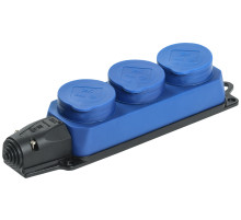 IEK OMEGA РБ33-1-0м Розетка трехместная IP44 синяя