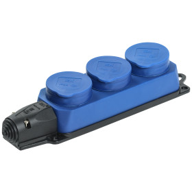 IEK OMEGA РБ33-1-0м Розетка трехместная IP44 синяя