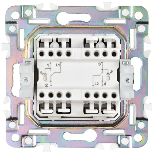 SKANDY Выключ. 2-кл. прох. с инд. 10А SK-V10N никель IEK
