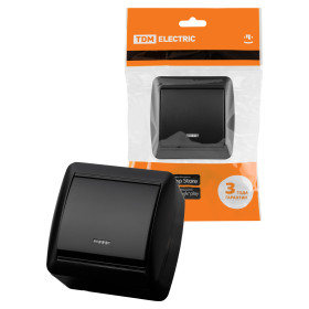 TDM Выключатель 1-кл. открытой установки с подсветкой IP44 10А графит 