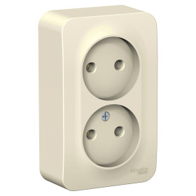 Systeme Electric Blanca наруж Молочная Розетка 2-ая б/з без шторок, 16А, 250В