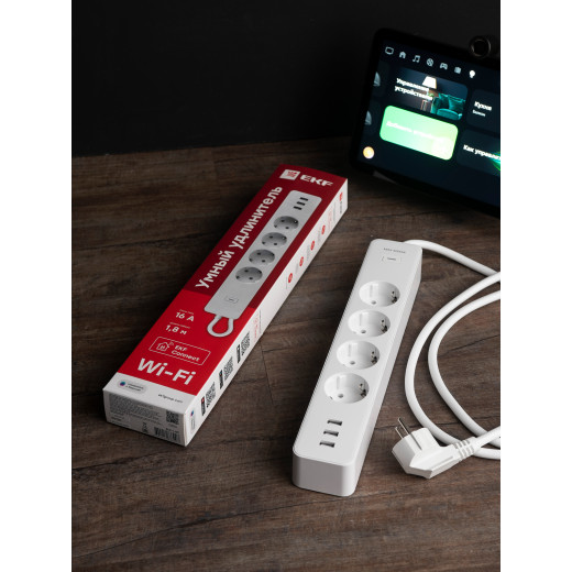 Умный удлинитель c USB Wi-Fi EKF Connect