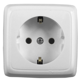 Hegel Альфа наруж Белая РА16-115 Розетка с/з, с монт. пластиной