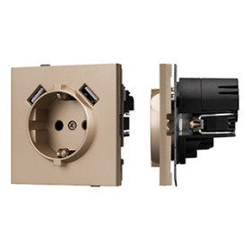 Arlight Механизм розетки с USB зарядкой SCT-TENDO-MUAA-PL-GD (230V, 16A) (-)