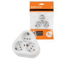 TDM Розетка треугольная 2П+3 открытой установки IP20 16A с защитными шторками белая 