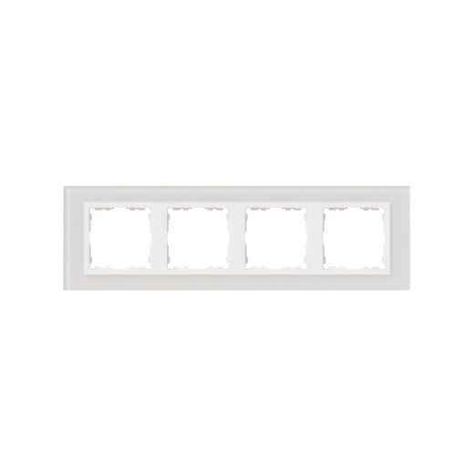 Simon 82 Белый/Белое стекло Рамка на 4 поста