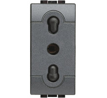 BT LL Антрацит Розетка с/з для узких вилок с защитными шторками, 1 мод.