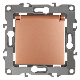 ЭРА Розетка Серия 12 12-2103-14 2P+E Schuko со шторками с крышкой 16A-250В IP20 медь