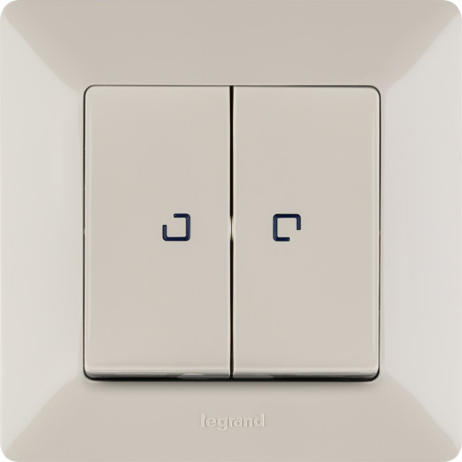 Valena LIFE.Выключатель двухклавишный 10АХ 250В с подсветкой.С лицевой панелью.Слоновая кость