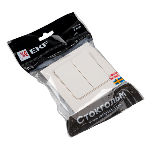 Стокгольм Выключатель 2-кл. 10А автоматические клеммы белый EKF