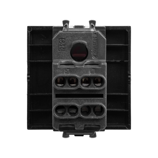 Выключатель двухполюсный одноклавишный модульный, Avanti, черный  квадрат, 2 модуля